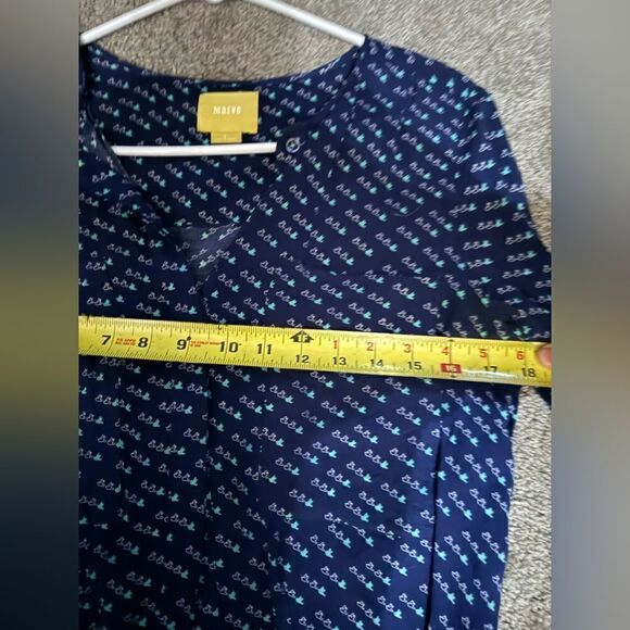 ANTHROPOLOGIE Maeve Clara Blue Bird Button Down Blouse Size 0 XS - Picture 14 of 14